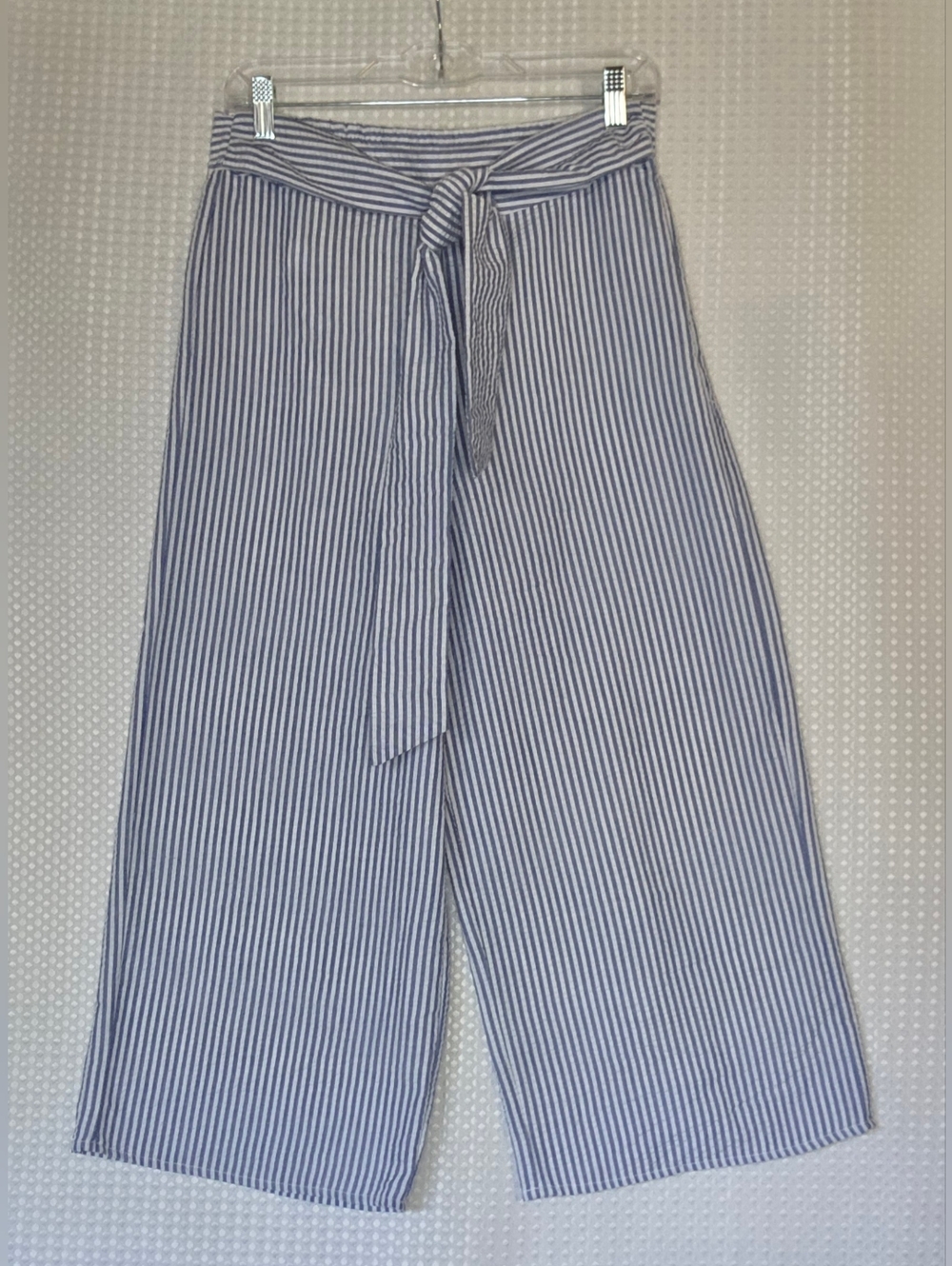 Dress Forum Coastal Wide Leg Crop Pants Blue Stripe Resort Style Small - Picture 3 of 8